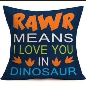 NWT - Square Linen Cover for Throw Pillow - Dinosaurs Home Decor Toddler Room